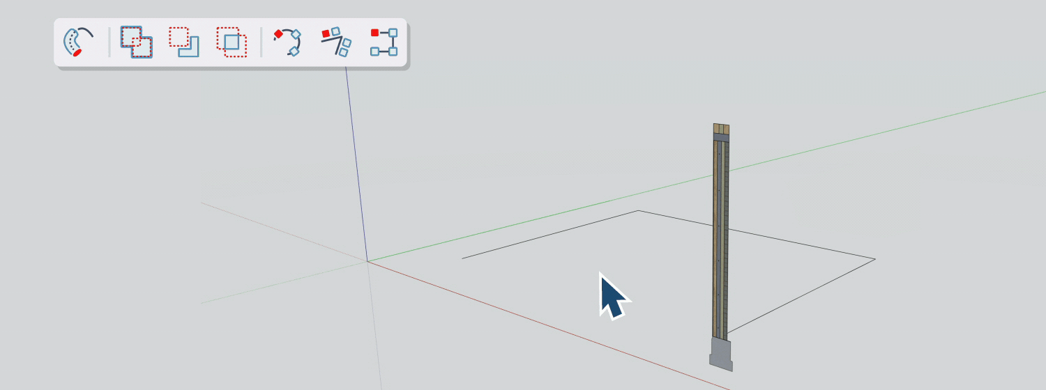 SketchUp 2027 – Animation procédurale « Follow Me » Animation dans laquelle un profil de mur suit une trajectoire et où le mur est reconstruit après modification de la trajectoire.