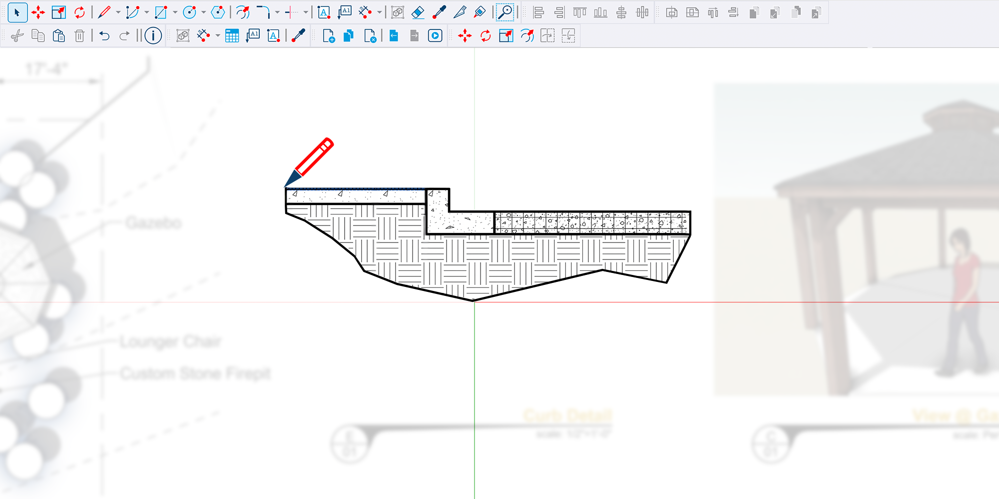 LayOut 2027 – Paperless Canvas et détails techniques Détail de coupe technique élaboré dans LayOut à partir d'un dessin de base à l'aide d'outils de dessin.